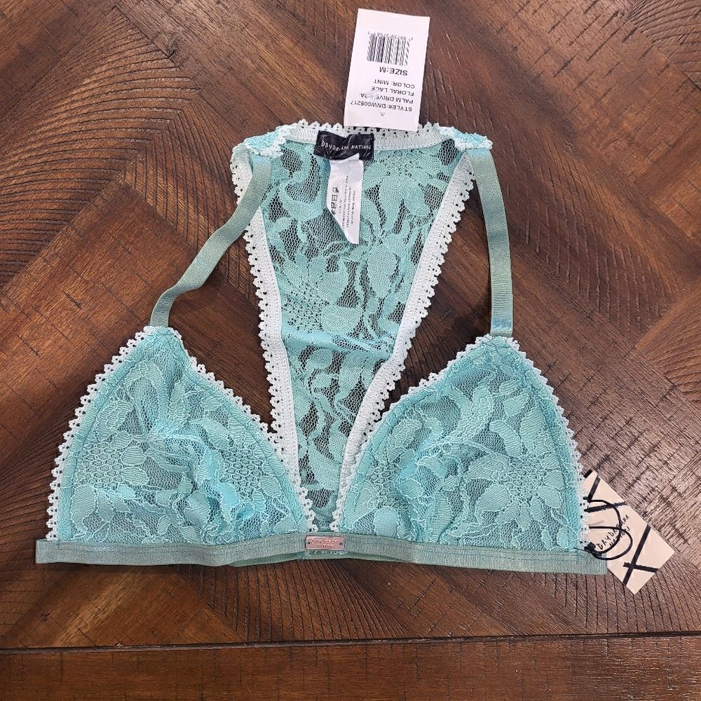 Dolls Kill x Daydream Nation Palm Drive Lace Bra Mint Medium
